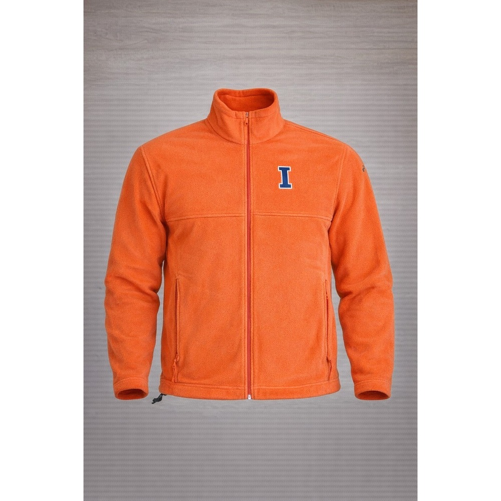 Columbia Illinois Fighting Illini Full Zip Orange Fleece Jacket Mens XL
